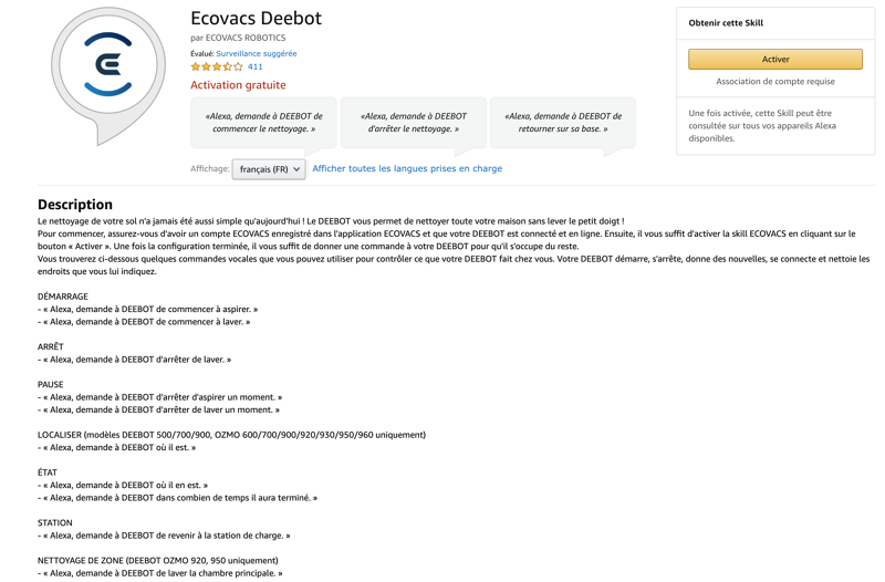 Controle par Alexa Ecovacs Deebot